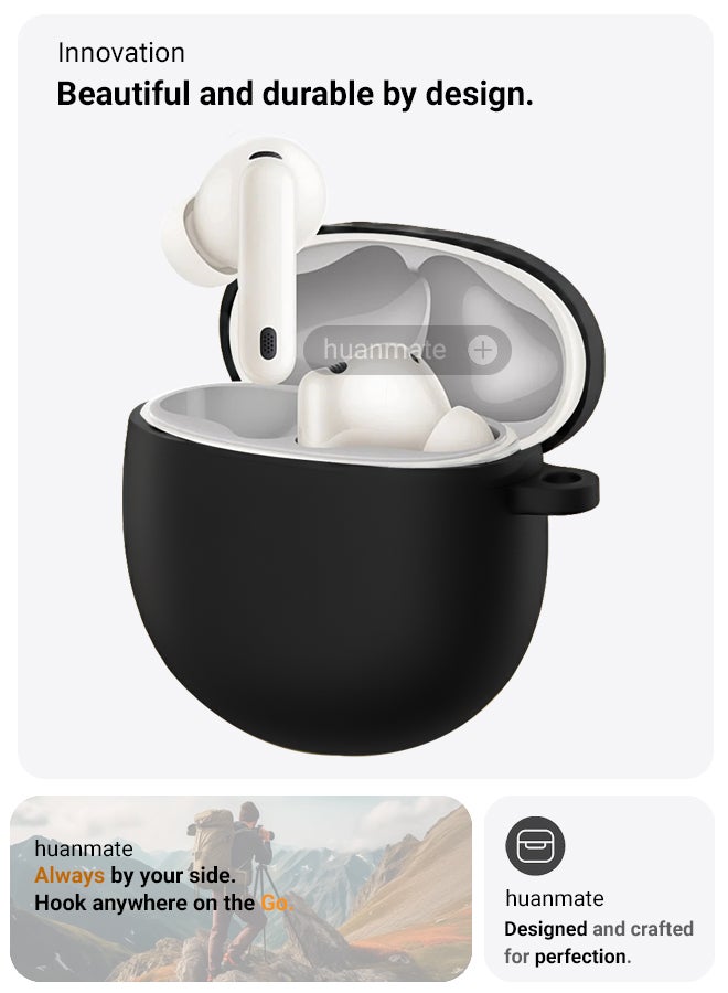 Huawei FreeBuds 7i Silicone Case Cover - Black - Made with Soft Silicone, Lightweight & Durable - Stylish Design, Accurate Cut-outs, Easy Installation & Removal - view 2