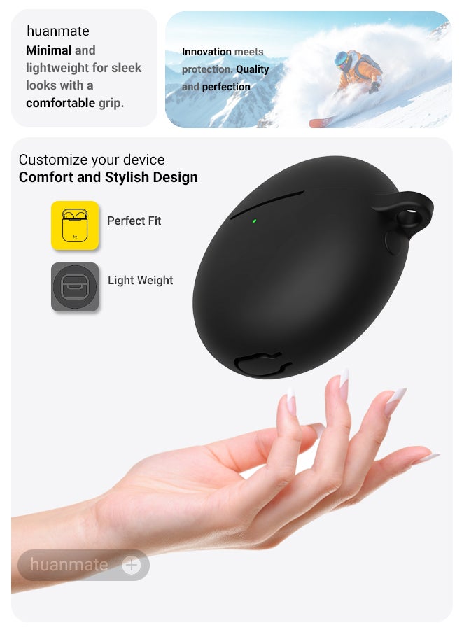 Huawei FreeBuds 7i Silicone Case Cover - Black - Made with Soft Silicone, Lightweight & Durable - Stylish Design, Accurate Cut-outs, Easy Installation & Removal - view 3