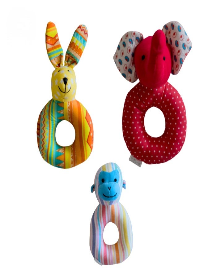 ILEARNNGROW Baby Rattles Set of 3 | Soft & Safe Infant Rattle Toys for Newborns | Colorful Hand Grip Teether Rattles for Sensory Development | Toys for Babies 0-2 Years - Image 1