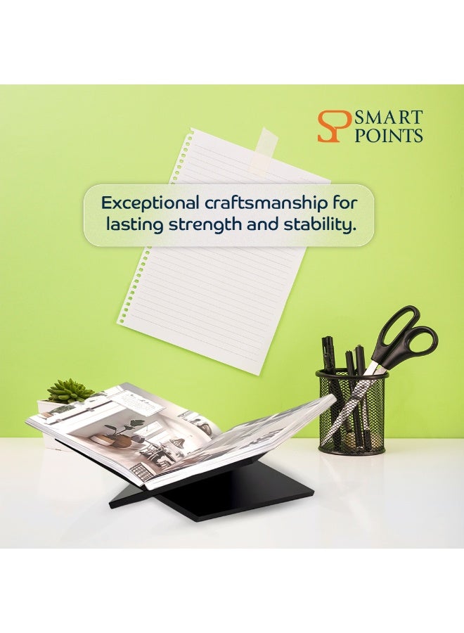 "سمارت بوينتس  " ستاند كتب أكريليك بشكل حرف X | حامل عصري لكتب الطبخ والمجلات والألبومات – لون أسود فاخر – ‎24 × 20 × 15 سم‎ - Image 4