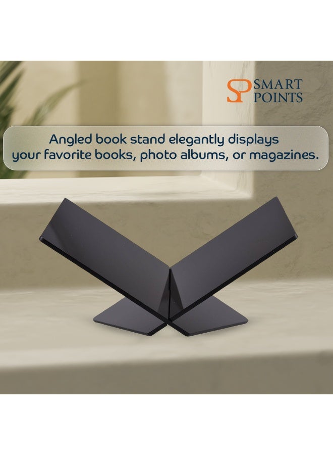 "سمارت بوينتس  " ستاند كتب أكريليك بشكل حرف X | حامل عصري لكتب الطبخ والمجلات والألبومات – لون أسود فاخر – ‎24 × 20 × 15 سم‎ - Image 3