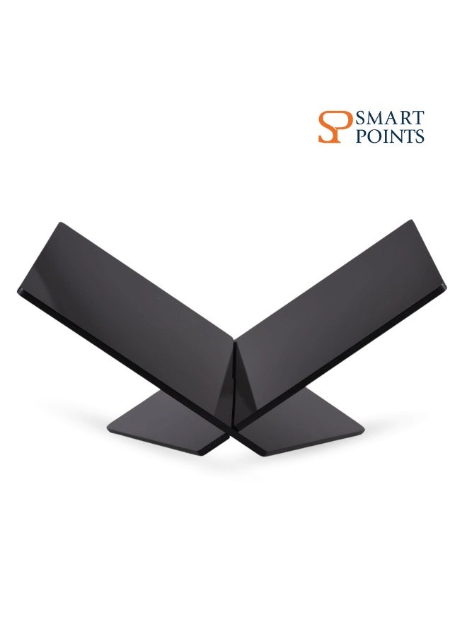 "سمارت بوينتس  " ستاند كتب أكريليك بشكل حرف X | حامل عصري لكتب الطبخ والمجلات والألبومات – لون أسود فاخر – ‎24 × 20 × 15 سم‎ - Image 1