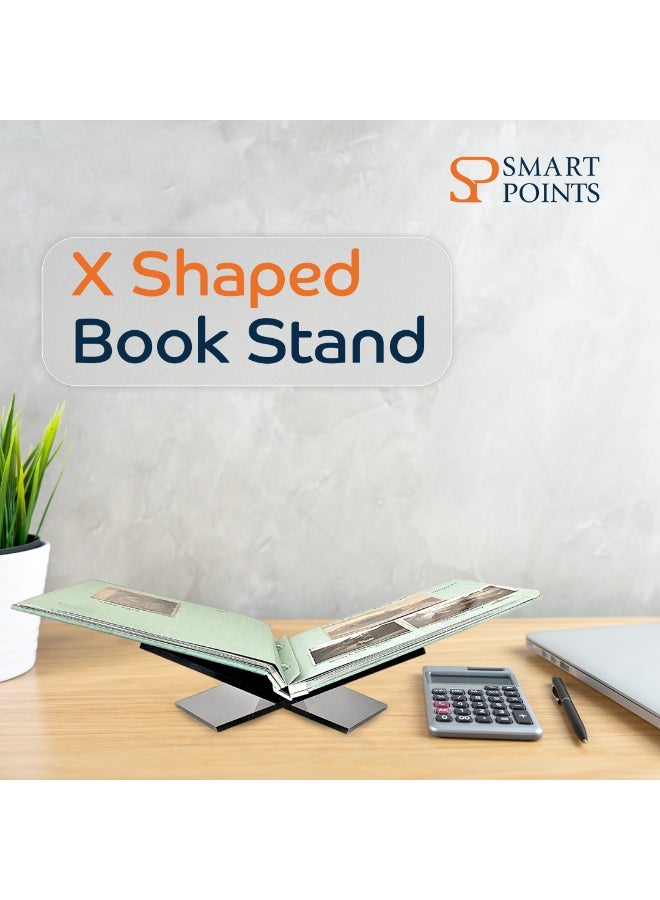 "سمارت بوينتس  " ستاند كتب أكريليك بشكل حرف X | حامل عصري لكتب الطبخ والمجلات والألبومات – لون أسود فاخر – ‎24 × 20 × 15 سم‎ - Image 2