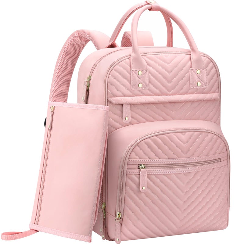 Tenot Diaper Bag Backpack for Women with Changing Pad, Baby Bag with Insulated Pockets Multifunctional Diaper Bags For Baby Girl Boy Waterproof Baby Bags For Boys Girls Maternity Bag Baby Pink - Image 1