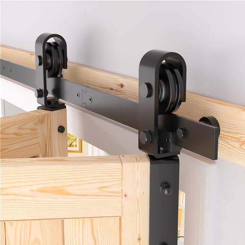 SANKEYTEW 36" Bifold Barn Door Hardware Kit - Fit for 2 Bifold Doors, Black Plastic Spraying, Folding Push-Pull, Thickened Carbon Steel - Sturdy & Durable - Anti-Skipping Design (zdm-36-2) - Image 1