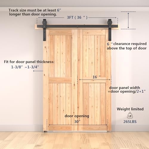 SANKEYTEW 36" Bifold Barn Door Hardware Kit - Fit for 2 Bifold Doors, Black Plastic Spraying, Folding Push-Pull, Thickened Carbon Steel - Sturdy & Durable - Anti-Skipping Design (zdm-36-2) - Image 5