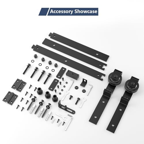 SANKEYTEW 36" Bifold Barn Door Hardware Kit - Fit for 2 Bifold Doors, Black Plastic Spraying, Folding Push-Pull, Thickened Carbon Steel - Sturdy & Durable - Anti-Skipping Design (zdm-36-2) - Image 3