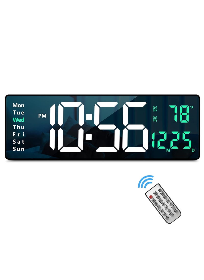SCIENISH Digital Wall Clock Large Display, 16.2 Inch Large Wall Clocks, Modern LED Digital Clock with Remote Control for Living Room Decor, Automatic Brightness Dimmer Clock with Date Week Temperature  - Image 1