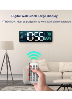 SCIENISH Digital Wall Clock Large Display, 16.2 Inch Large Wall Clocks, Modern LED Digital Clock with Remote Control for Living Room Decor, Automatic Brightness Dimmer Clock with Date Week Temperature  - Image 2