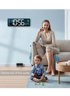 SCIENISH Digital Wall Clock Large Display, 16.2 Inch Large Wall Clocks, Modern LED Digital Clock with Remote Control for Living Room Decor, Automatic Brightness Dimmer Clock with Date Week Temperature  - Image 4