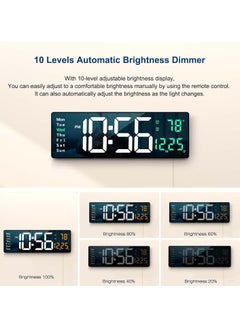 SCIENISH Digital Wall Clock Large Display, 16.2 Inch Large Wall Clocks, Modern LED Digital Clock with Remote Control for Living Room Decor, Automatic Brightness Dimmer Clock with Date Week Temperature  - Image 5