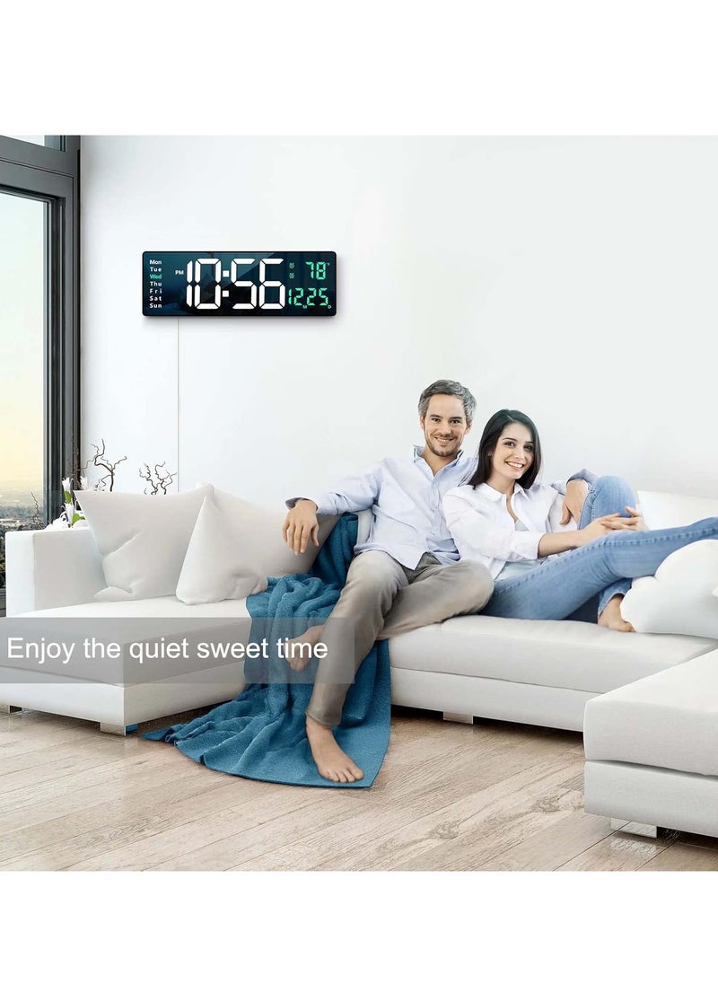 SCIENISH - Digital Wall Clock Large Display, 16.2 Inch Large Wall Clocks, Modern LED Digital Clock with Remote Control for Living Room Decor, Automatic Brightness Dimmer Clock with Date Week Temperature - Image 1