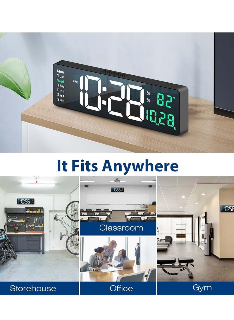 SCIENISH - Digital Wall Clock Large Display, 16.2 Inch Large Wall Clocks, Modern LED Digital Clock with Remote Control for Living Room Decor, Automatic Brightness Dimmer Clock with Date Week Temperature - Image 1