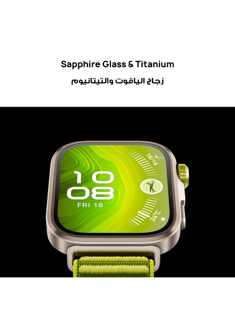 HUAWEI Watch FIT4 Pro Smart Watch, 1.82” Display, Sapphire Glass &Titanium, GPS for Pro-Level Outdoor Sports, NFC, ECG Analysis, up to 10-Day Battery Life, iOS & Android + Free Strap + Scale Green (Fit4 PRO) - Image 2