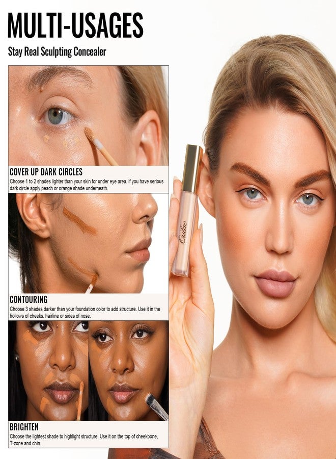 Oulac Full Coverage Concealer for Under Eyes - Long Lasting Multipurpose Makeup With Moisturising & Hydrating Formula, Shade: W8 Toffee 3.8 ml - Image 4