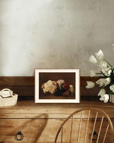 KISSFOX Framed Wall Art Vintage Wall Decor Rose Canvas Art Flowers Pictures Dark Paintings Moody Artwork Antique Prints For Living Room Bedroom - Image 2