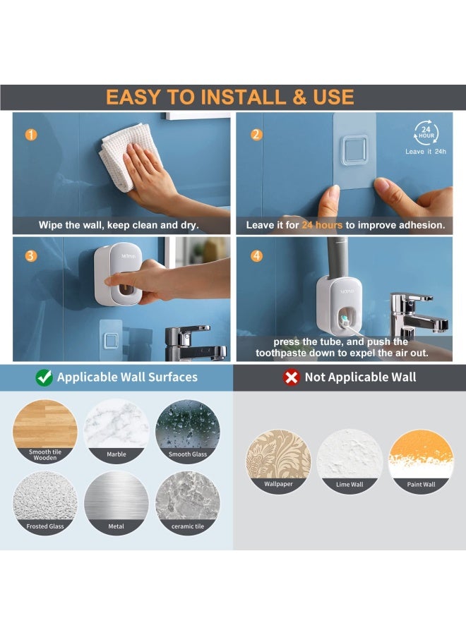 MOPMS Toothpaste Dispenser Wall Mounted for Bathroom Automatic Toothpaste Squeezer for Kids and Adult Grey1Pcs - Image 4