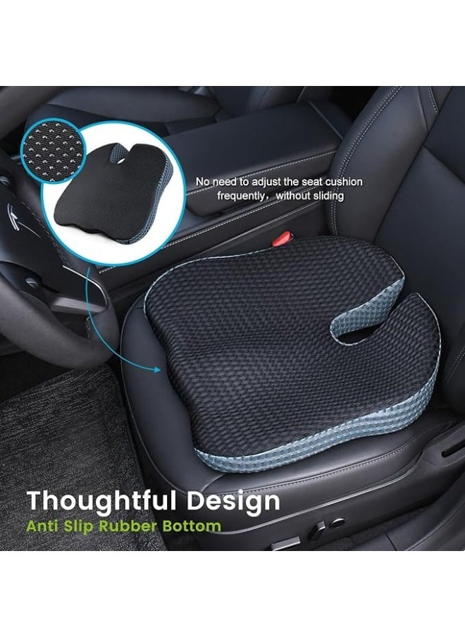 Zimtal - Zimtal Car Seat Cushion Driver Passenger Wedge Seat Cushion for Driving Enhance Vision and Posture Memory Foam for Hip Pain (Black Mesh Cover) - Image 1