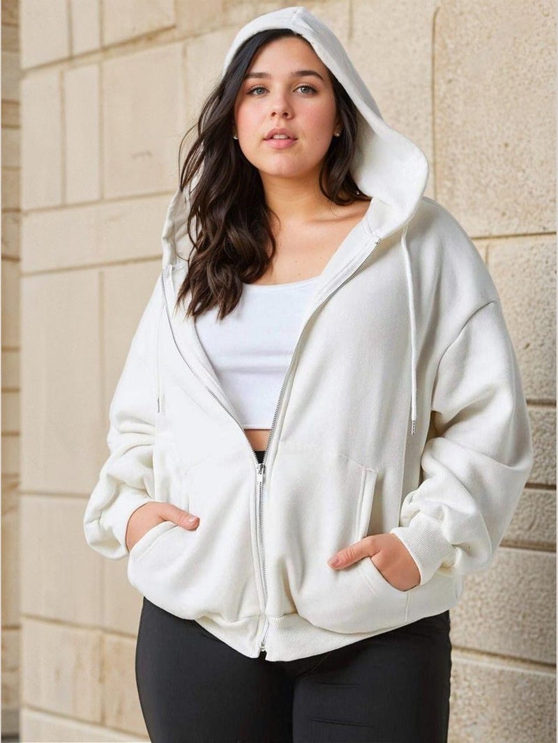 KOTTY Women's Plus Size Casual Hoodie Sweatshirt(White,4XL) - Image 2