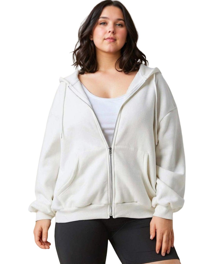 KOTTY Women's Plus Size Casual Hoodie Sweatshirt(White,4XL) - Image 1