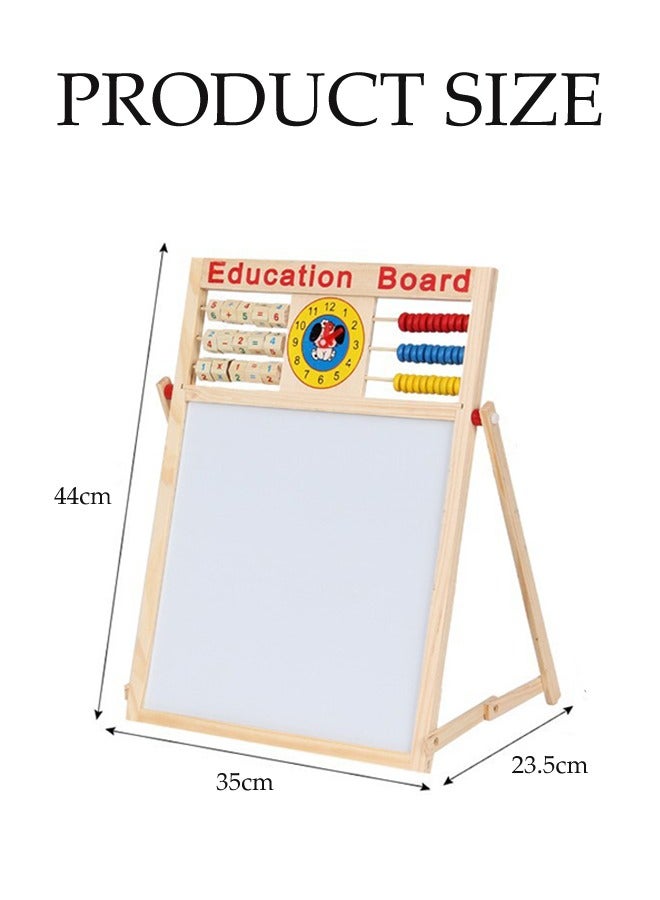 Multi-Purpose Magnetic Education Board,Multipurpose Double-Sided Magnetic Wooden Writing Board Mathematical Calculations & English Alphabets Children Board - Image 2
