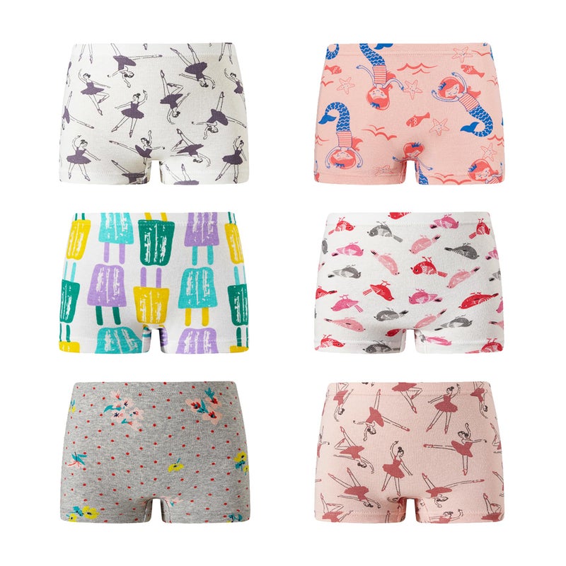 Barara King Cotton Boyshort Panties Little Girls Soft Underwear Kids Girls Undies (Pack of 6) Size 5 - Image 1
