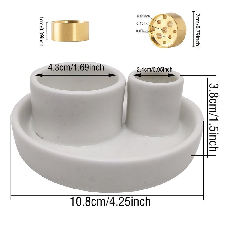 Fancy Lemon 4 in 1 Incense Holder, Ceramic Incense Stick and Palo Santo Holder,Sage Holder for Burning- 4.25" Ceramic Ash Catcher Tray for Meditation and Yoga Room (White) - Image 3