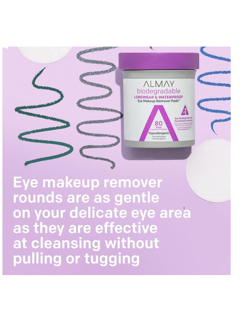 Almay Almay Biodegradable Eye Makeup Remover Pads, Longwear & Waterproof, Stocking Stuffer for Women, Hypoallergenic, Fragrance-Free, 120 Count (Pack of 1)  - Image 5