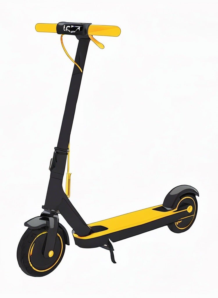 Generic Basic Electric Scooter – 250W Motor, Foldable, No Suspension, Solid Tires, Black & Yellow  - Image 3