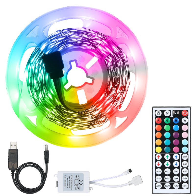 LEDs Strip Light Set USB RGB Flexible LED Rope Lighting with 44-Keys Remote Controller 20 Colors & 6 Light Modes Cuttable Self-adhesive LEDs Strips for Home Party Decoration Restaurant KTV Club DIY - Image 1