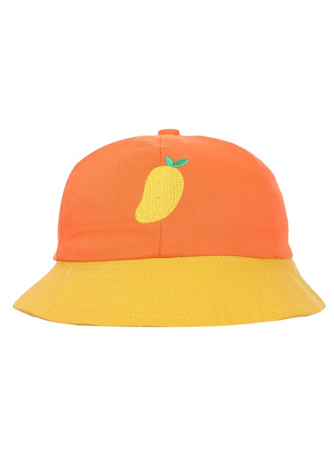 FabSeasons Cotton Bucket Hat/Cap for Boys & Girls, Fits for 3-8 Years Kids, (54 cm), Travel Essential Orange - Image 1