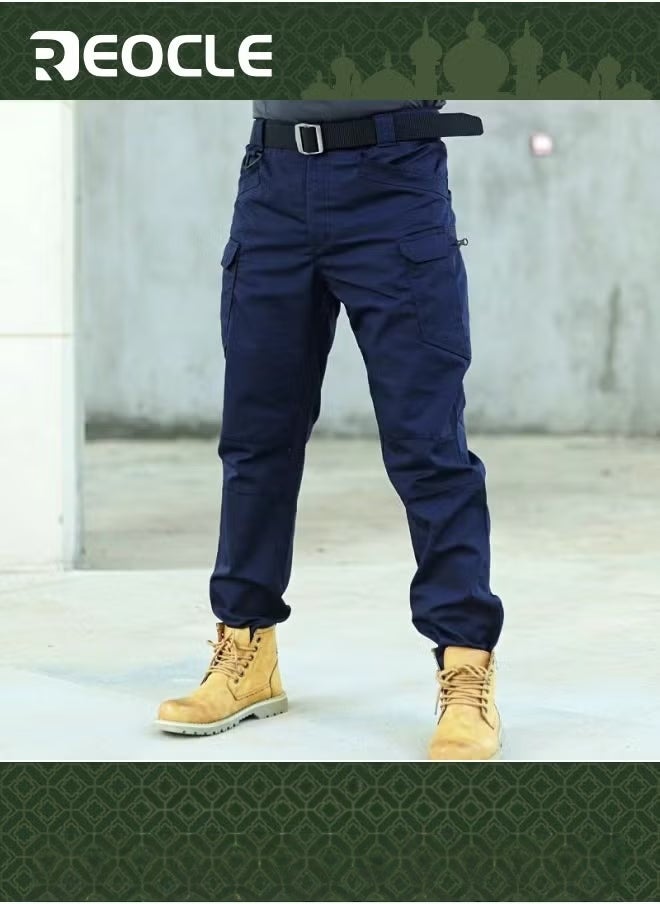 ريوكل سراويل تكتيكية رجالية تكتيكية متينة بنطلون عمل متين مقاوم للماء بنطلون تكتيكي كاجوال مقاوم للماء في أربعة مواسم للمشي لمسافات طويلة والتسلق أزرق - Image 1
