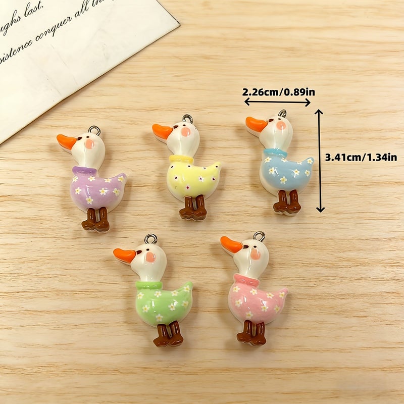 12 Pcs Mixed Varieties 2D Flat Cute Goose Pendants For Jewelry Making - Image 4