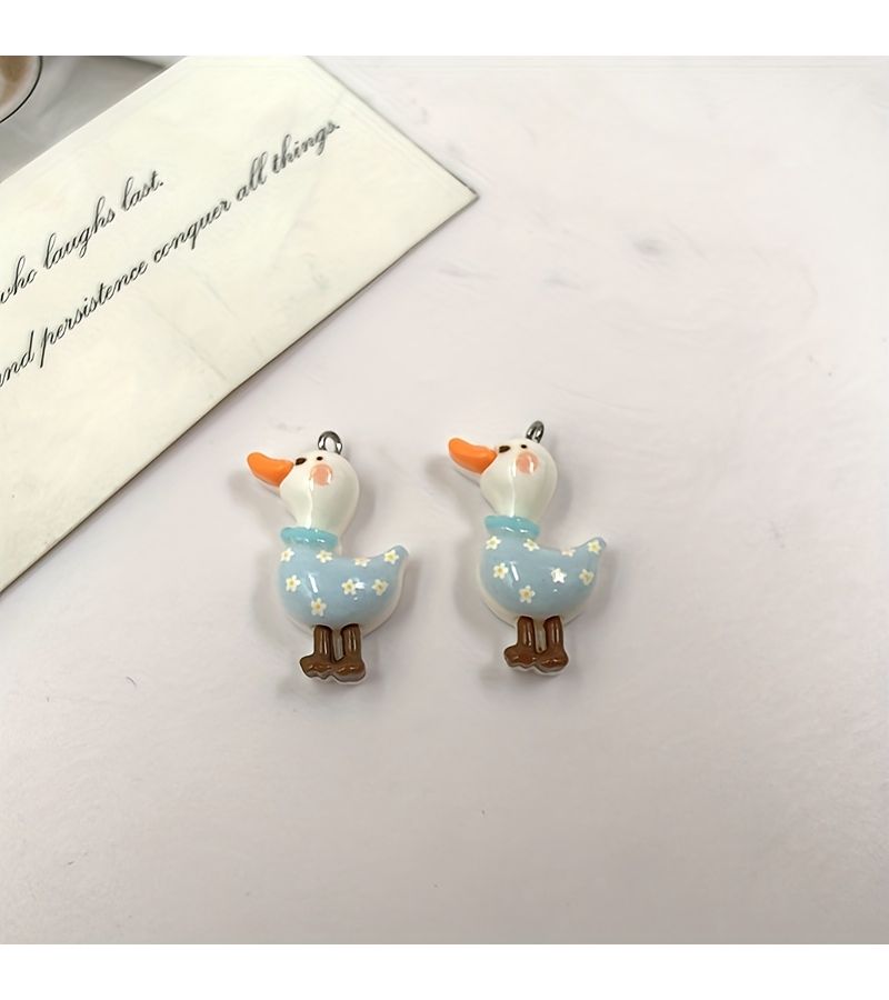 12 Pcs Mixed Varieties 2D Flat Cute Goose Pendants For Jewelry Making - Image 5