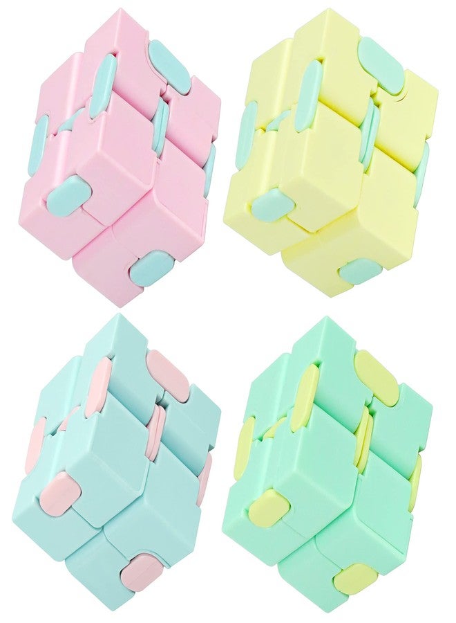 WUQID Infinitycube Fidget Toy Stress Relieving Fidgeting Game for Kids and Adults,Cute Pocket-Sized Unique Gadget for Anxiety Relief and Kill Time (4 Pack Macarons) - Image 1