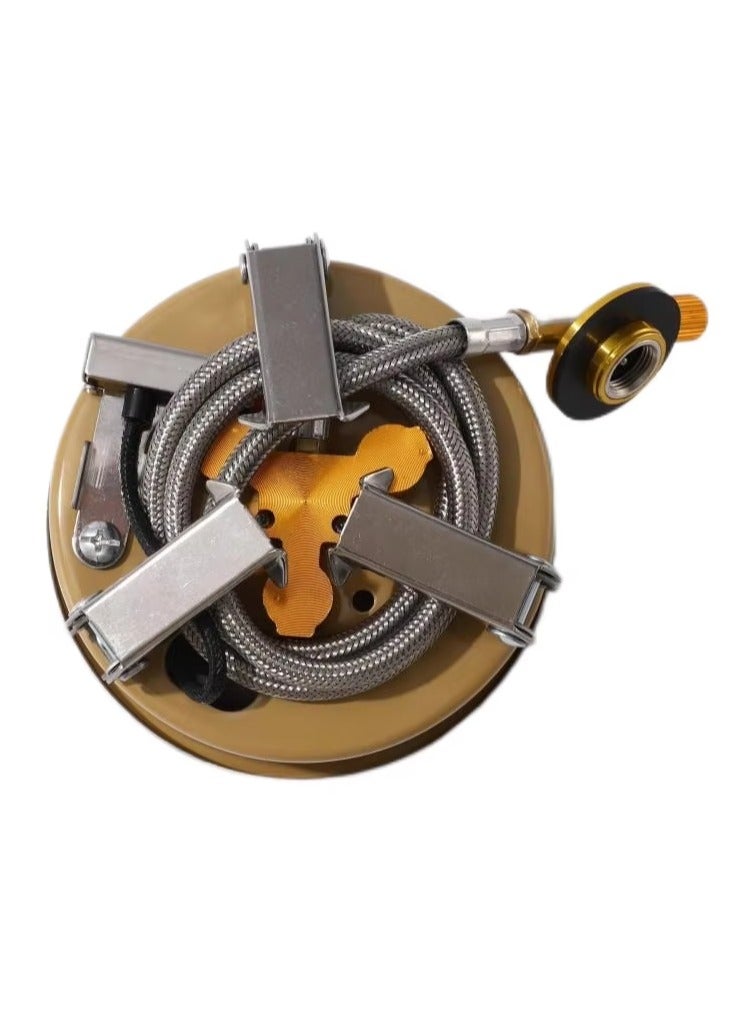 كامب موقد غاز صغير ثلاثي اللهب بقوة 6800 واط مع إشعال وتحكم في اللهب ووصلة خرطوم، يتحمل حتى 80 كجم, تصميم فاخر متعدد الألوان للتخييم - Image 3