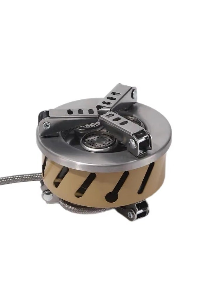 كامب موقد غاز صغير ثلاثي اللهب بقوة 6800 واط مع إشعال وتحكم في اللهب ووصلة خرطوم، يتحمل حتى 80 كجم, تصميم فاخر متعدد الألوان للتخييم - Image 2