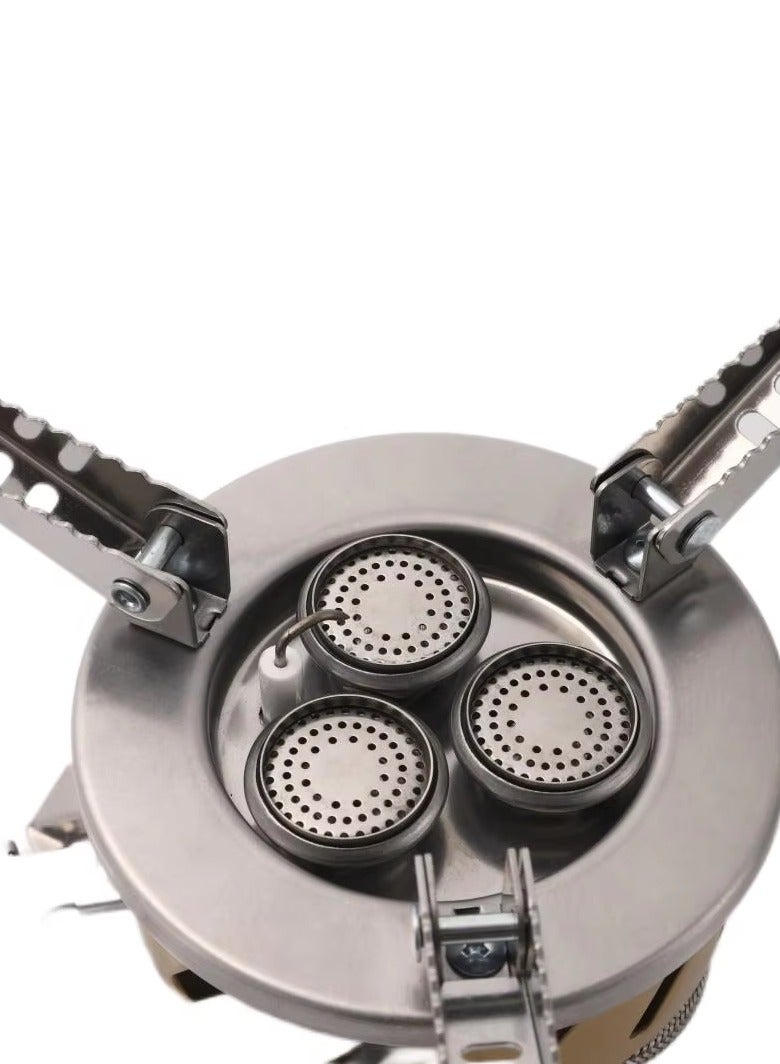 كامب موقد غاز صغير ثلاثي اللهب بقوة 6800 واط مع إشعال وتحكم في اللهب ووصلة خرطوم، يتحمل حتى 80 كجم, تصميم فاخر متعدد الألوان للتخييم - Image 4