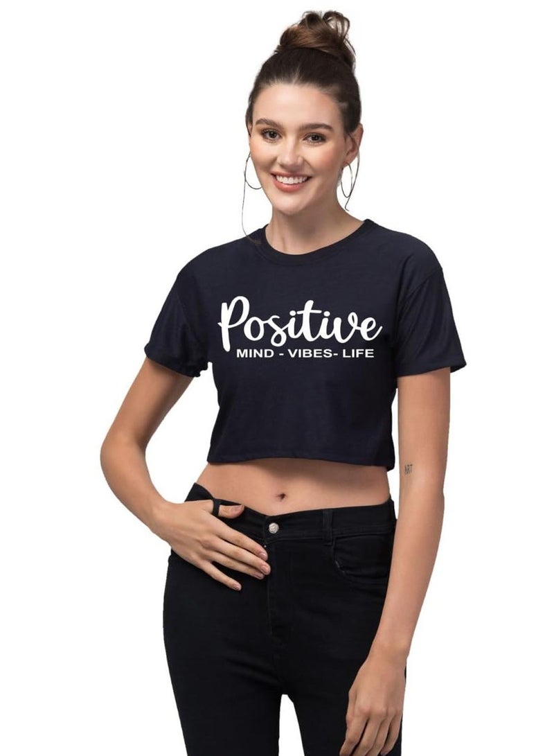 Basic T-Shirt Women Short Sleeve Crew Neck With Positive Graphic Black, Regular Fit, Cotton T Shirt, Casual Wearing, Plain Shirts, Women's Fashion, For Summer, Short Shirt, Fitting, Top Wear 