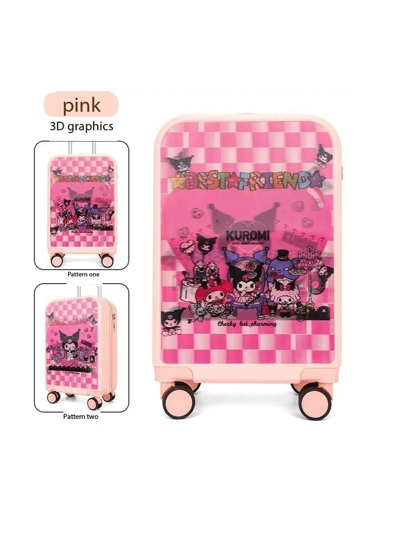 Children's suitcase, 20-inch carry-on suitcase with universal wheels and 3D deformed pattern stickers, AB side pattern switching, lightweight carry-on suitcase, travel suitcase, cabin suitcase, children's toddler trolley suitcase (horizontal version)  - Image 1