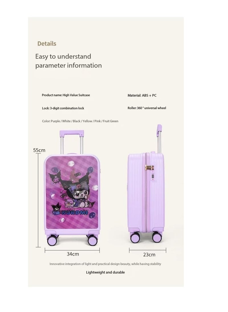 Children's suitcase, 20-inch carry-on suitcase with universal wheels and 3D deformed pattern stickers, AB side pattern switching, lightweight carry-on suitcase, travel suitcase, cabin suitcase, children's toddler trolley suitcase (horizontal version)  - Image 2