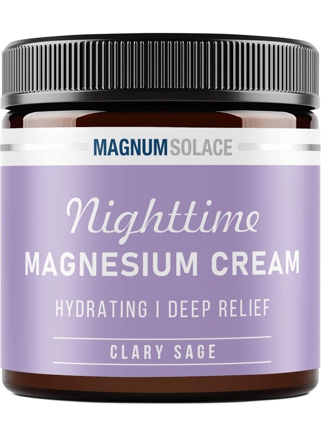 Magnum Solace Magnesium Lotion – Nighttime Magnesium Cream – Apply to Legs, Arms or Chest - Topical Magnesium Chloride – USA Made and Safe for Kids (Clary Sage) - Image 1
