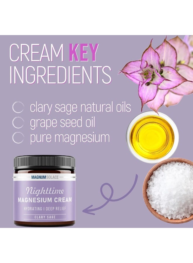 Magnum Solace Magnesium Lotion – Nighttime Magnesium Cream – Apply to Legs, Arms or Chest - Topical Magnesium Chloride – USA Made and Safe for Kids (Clary Sage) - Image 5