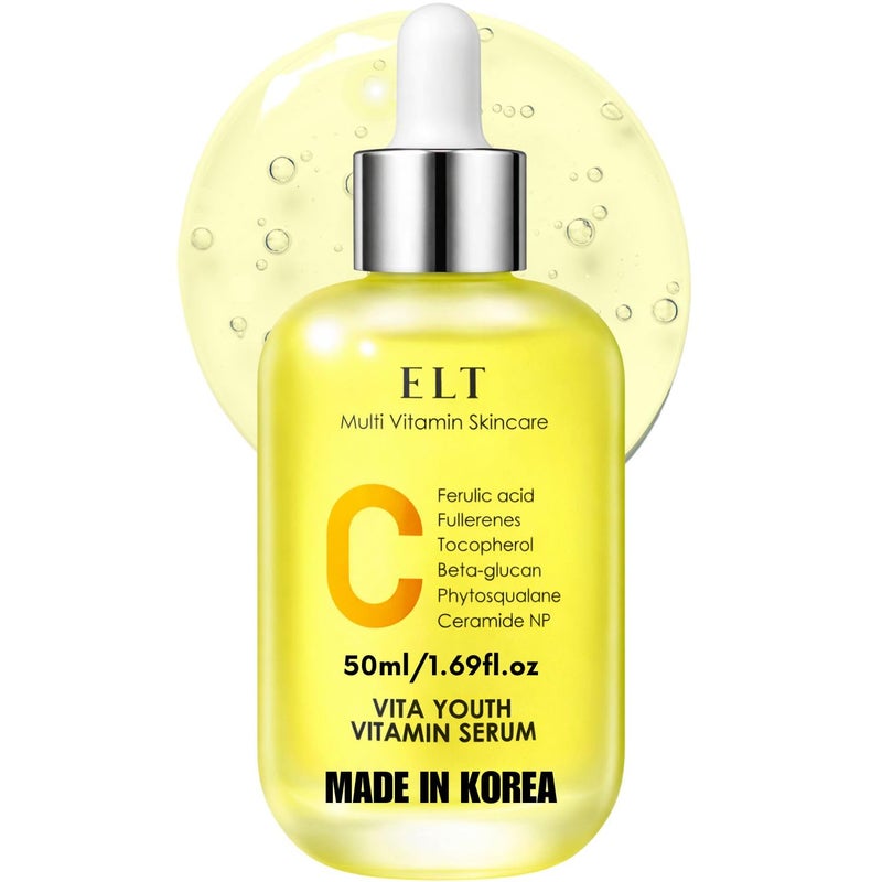 ELT Vita Youth Vitamin C Face Serum 1.69fl.oz.(50ml) -Korean Ferulic Acid, Beta-Glucan - Skin Brightening, Anti-Aging, Dark Spot Remover - K-Beauty Skincare (Pack of 1) - Image 1