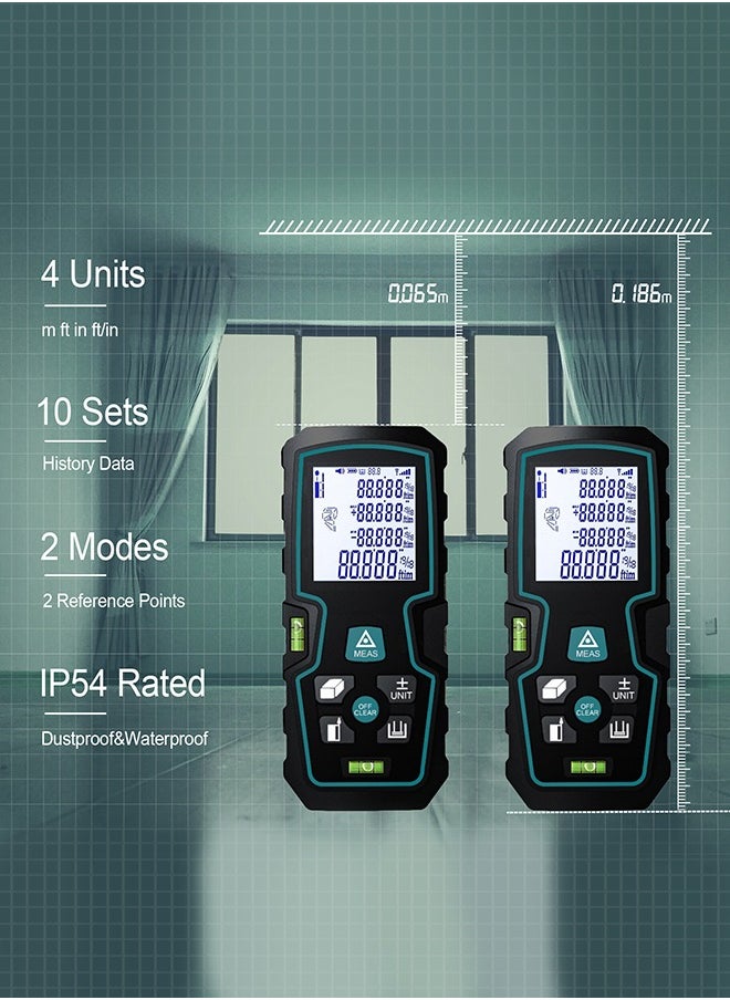 INKBIRD INKBIRD Laser Distance Meter 50M Laser Measure 10 Sets Data Storage M/in/Ft Unit Switch Backlit LCD Measure Distance Area and Volume Class 2M II Battery Included  - Image 2