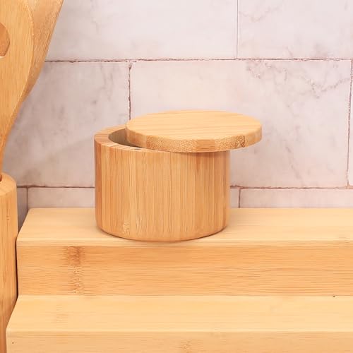 ZTHapwa Salt Cellar with Magnetic Swivel Lid, Rustic Bamboo Salt Box for Kitchen for Seasonings/Spices/Candies, Salt Container for All Kinds of Spices/Nuts/Craft Materials, 7.40 Ounce Capacity - Image 3
