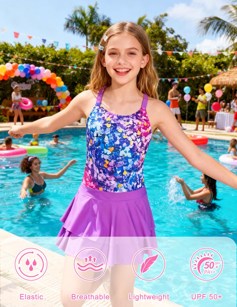 ALISISTER Girls Swimsuit Size 10-12 Bathing Suit Two Piece Tankini Sequins Summer Beach Swimwear with Shorts 11 Year Old - Image 3