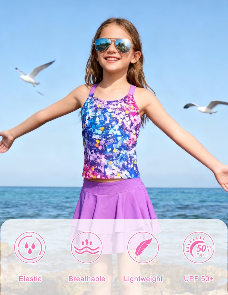 ALISISTER Girls Swimsuit Size 10-12 Bathing Suit Two Piece Tankini Sequins Summer Beach Swimwear with Shorts 11 Year Old - Image 5