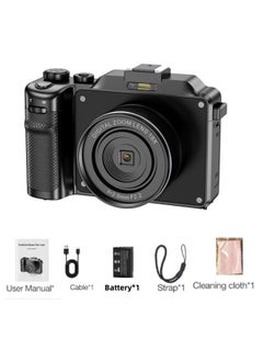 Generic Digital Camera Student Entry-level Micro Single High Pixel 4K HD Camera Travel Student Retro Camera-Body Color:Standard English Version Black + 32g Card + Card Reader  - Image 1