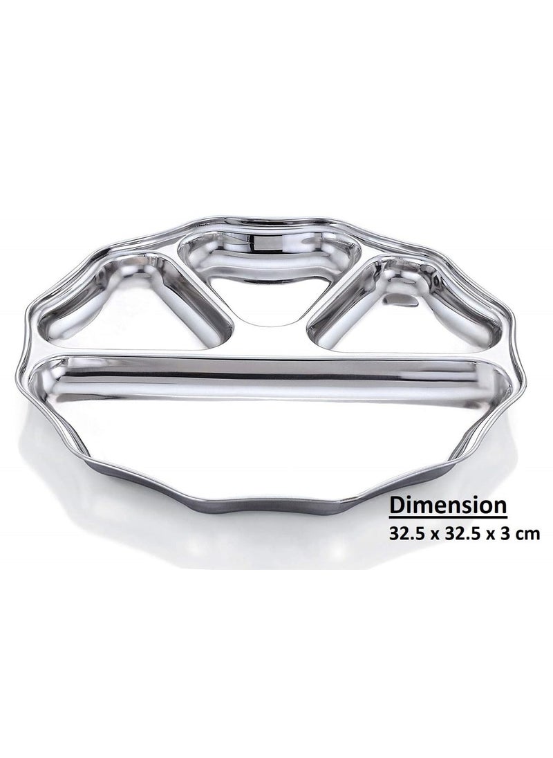 Expresso Expresso - Heavy Duty Stainless Steel Round New Dinner Plate w/4 Sections Divided Mess Trays for Kids Lunch, Camping, Events & Every Day Use Kitchenware (1 Piece)  - Image 4